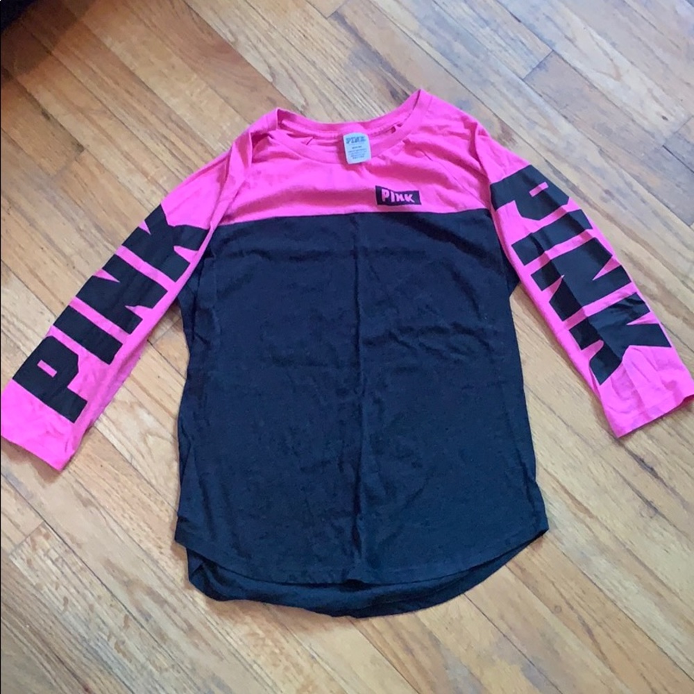 PINK long sleeve color block shirt